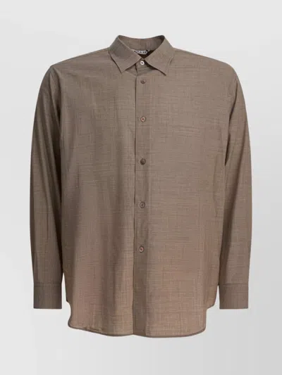 AURALEE CASUAL WOOL SHIRT BUTTON-DOWN COLLAR