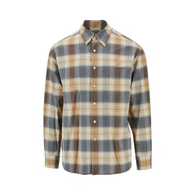 Auralee Check Light Wool Shirt In Multi