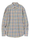 Auralee Airy Wool Check Uomo Shirt Light Blue And Beige In Multi