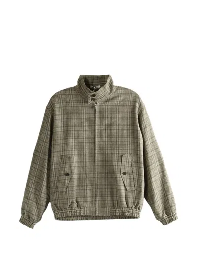 Auralee Check Zipped Jacket In Brown