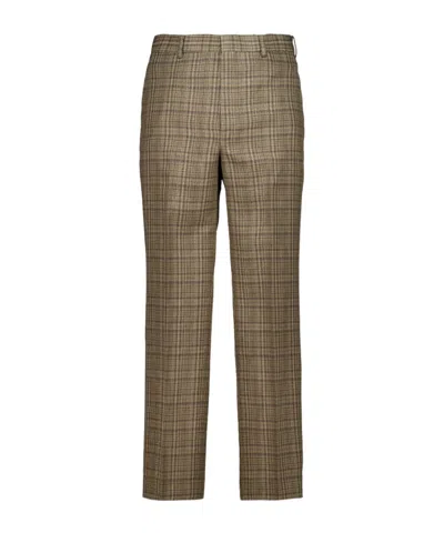Auralee Checked Casual Trousers In Brown