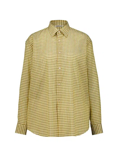 Auralee Checked Cotton Shirt In Brown