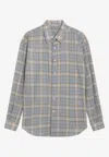 Auralee Long Sleeve Checked Wool Shirt With Button-down Collar In Multi