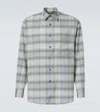 Auralee Blue Super Light Wool Check Shirt In Multi
