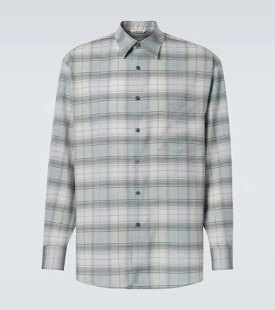AURALEE CHECKED WOOL SHIRT