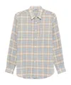 Auralee Long Sleeve Checked Wool Shirt With Button-down Collar In Multi