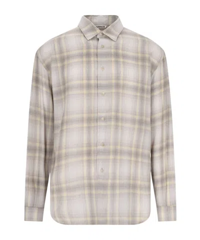 Auralee Checkered Shirt In Gray