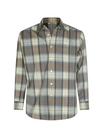 Auralee Check-pattern Shirt In Gray