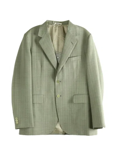 Auralee Check-pattern Wool Jacket In Green