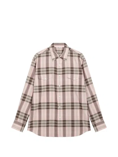 Auralee Check-print Pocket-detail Shirt In 핑크