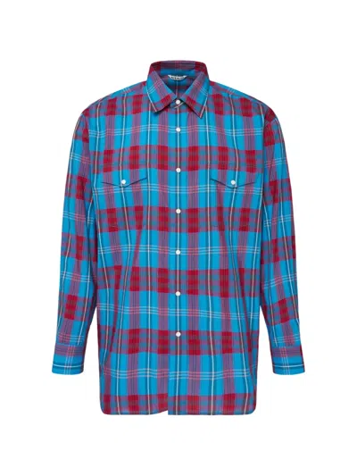 Auralee Check-print Western-style Shirt In Blue