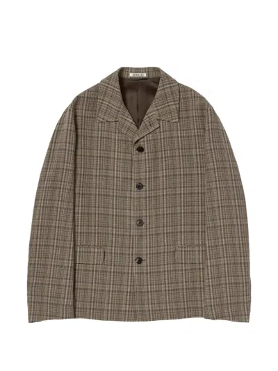 Auralee Checks Jacket In Brown