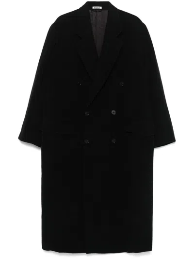 Auralee Super Fine Wool Mosser Chesterfield Coat In Black