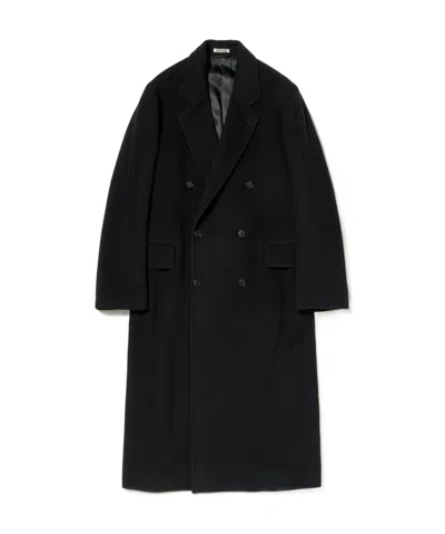 Auralee Chesterfield Double-breasted Coat In Black
