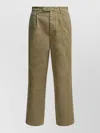 Auralee Chino Trousers Pleated Front Belt Loops Pockets In Neutral