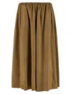 Auralee Elasticated Leather Skirt In Neutral