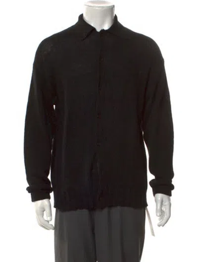 Pre-owned Auralee Collar Long Sleeve Cardigan In Black