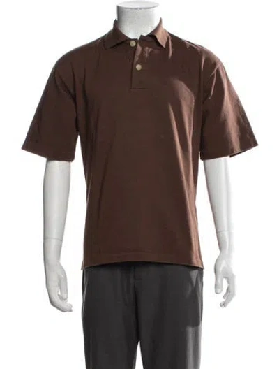 Pre-owned Auralee Collar Short Sleeve Polo Shirt In Brown
