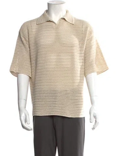 Pre-owned Auralee Collar Short Sleeve Polo Sweater In Neutral