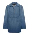 Auralee Collared Denim Shirt In Blue