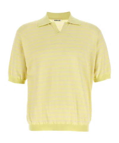 Auralee Collared Long-sleeve Polo Shirt In Yellow