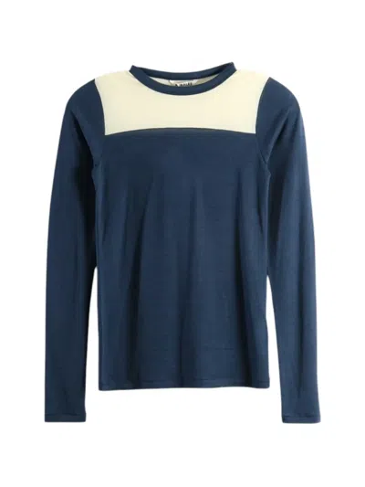 Auralee Colour-block Long-sleeved T-shirt In Blue