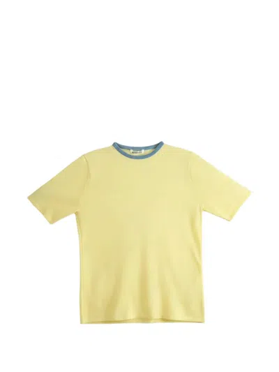 Auralee Contrast-trim Raglan-sleeve T-shirt In Yellow