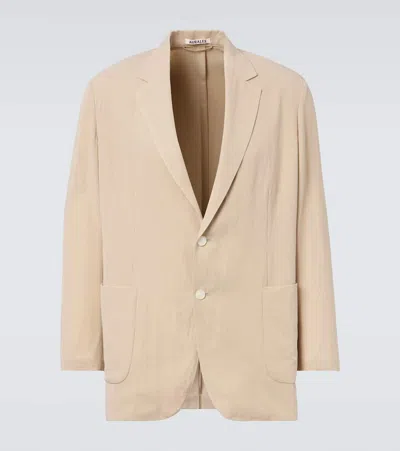 Auralee Cotton And Wool Gabardine Blazer In Neutral