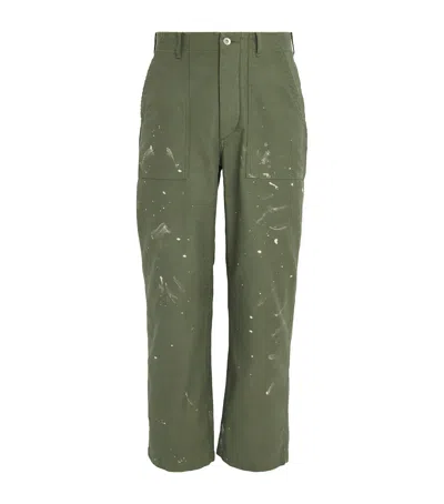 Auralee Cotton Bleached Chinos In Green