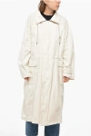 Auralee Cotton Blend Parka Jacket With Drawstringed Waist In Neutral