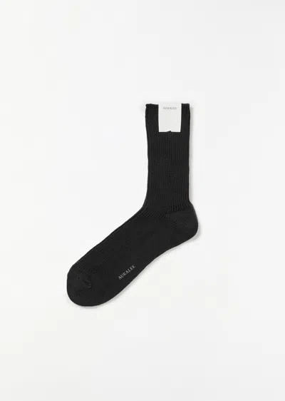 Auralee Cotton Cashmere Low Gauge Socks In Black