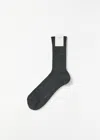 Auralee Cotton Cashmere Low Gauge Socks In Top Charcoal