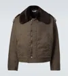 Auralee Shearling-trimmed Cotton Gabardine Jacket In Brown