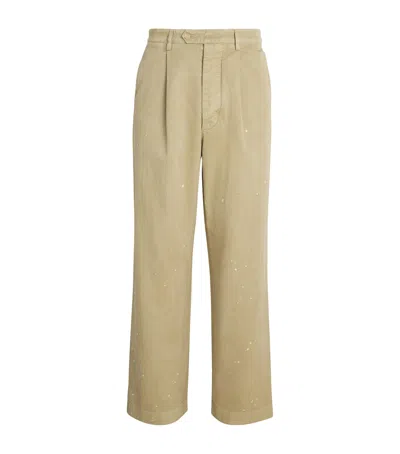 Auralee Wide-leg Garment-dyed Cotton Chinos In Neutral