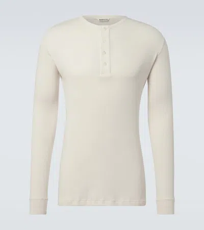 Auralee Cotton Henley Shirt In White