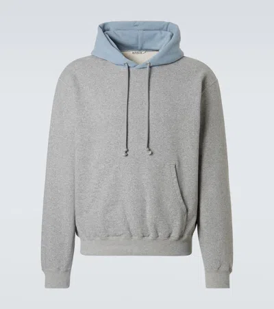 Auralee Two-tone Cotton-jersey Hoodie In Gray