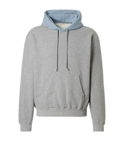 Auralee Two-tone Cotton-jersey Hoodie In Gray