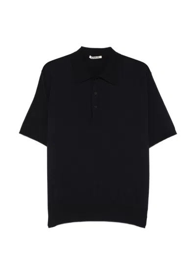 Auralee Cotton Polo Shirt In Black