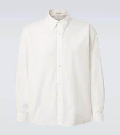 Auralee Long Sleeve Cotton Shirt With Button Cuffs In White