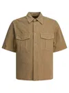Auralee Short Sleeve Boxy Fit Button-down Shirt In Brown