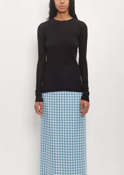 Auralee Sheer Cotton Rib Long-sleeve T-shirt In Black