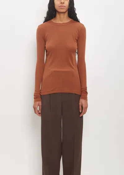 Auralee Sheer Cotton Rib Long-sleeve T-shirt In Brown
