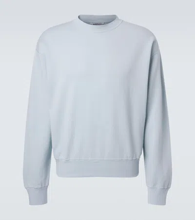 Auralee Cotton, Wool And Silk Sweatshirt In Blue