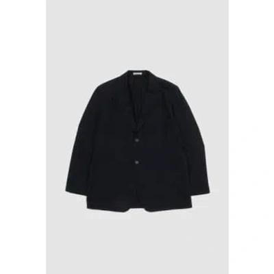 Auralee Cotton/silk Viyella Jacket Dark Navy In Burgundy