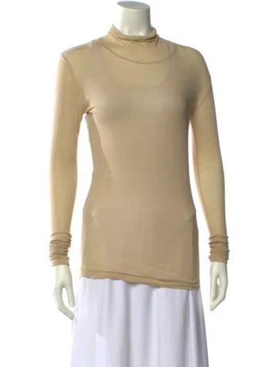Pre-owned Auralee Cowl Neck Long Sleeve Top In Neutral