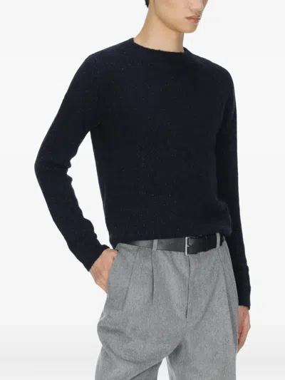Auralee Navy Blue Alpaca Blend Sweater Men In Black