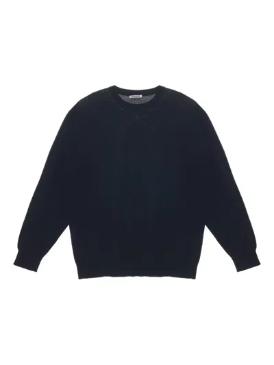 Auralee Crew-neck Knitted Sweater In Black