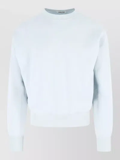 Auralee Crew Neck Long Sleeve Ribbed Hem Top In Gray
