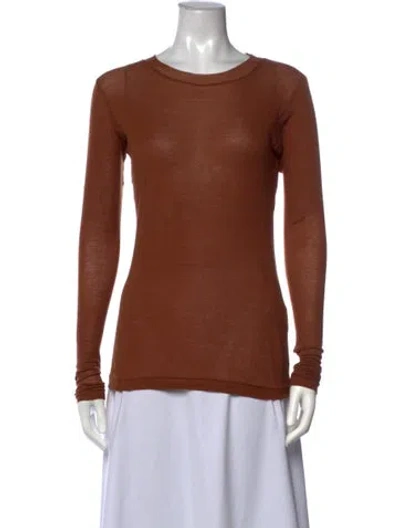 Pre-owned Auralee Crew Neck Long Sleeve Top In Brown
