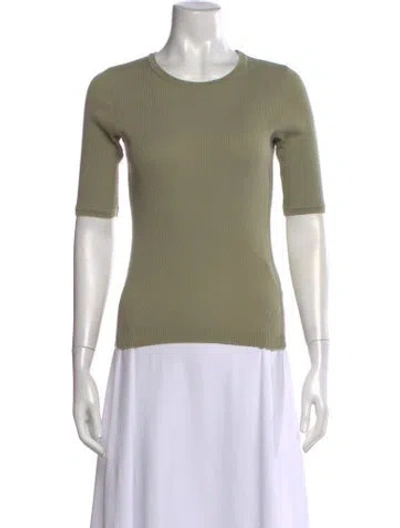 Pre-owned Auralee Crew Neck Short Sleeve Top In Green